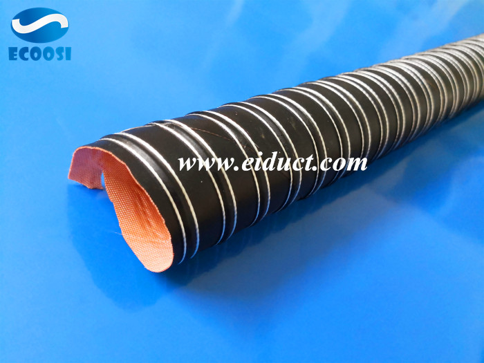 Ecoosi flexible silicone air duct hose is a heat resistant flex duct hose with double layer coated glass fiber fabric.