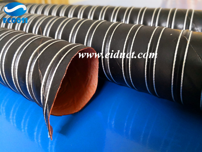 Ecoosi silicone coated double layer fiberglass duct hose is ideal for high temperature air and fume applications