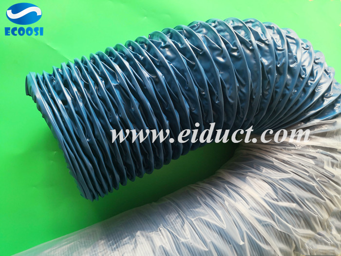 What is the applications of Ecoosi blue flexible flame retardant PVC fabric ventilation air duct hose?