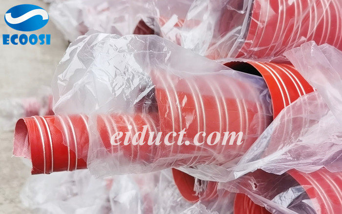 High Temperature silicone exhaust extraction 2 Ply air duct hose from Ecoosi Industrial Co., Ltd.
